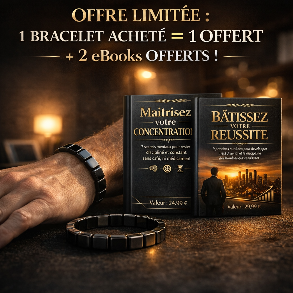 Bracelet HEMIOSTONE: stabilise votre énergie, renforce votre concentration et restaure votre présence masculine légendaire