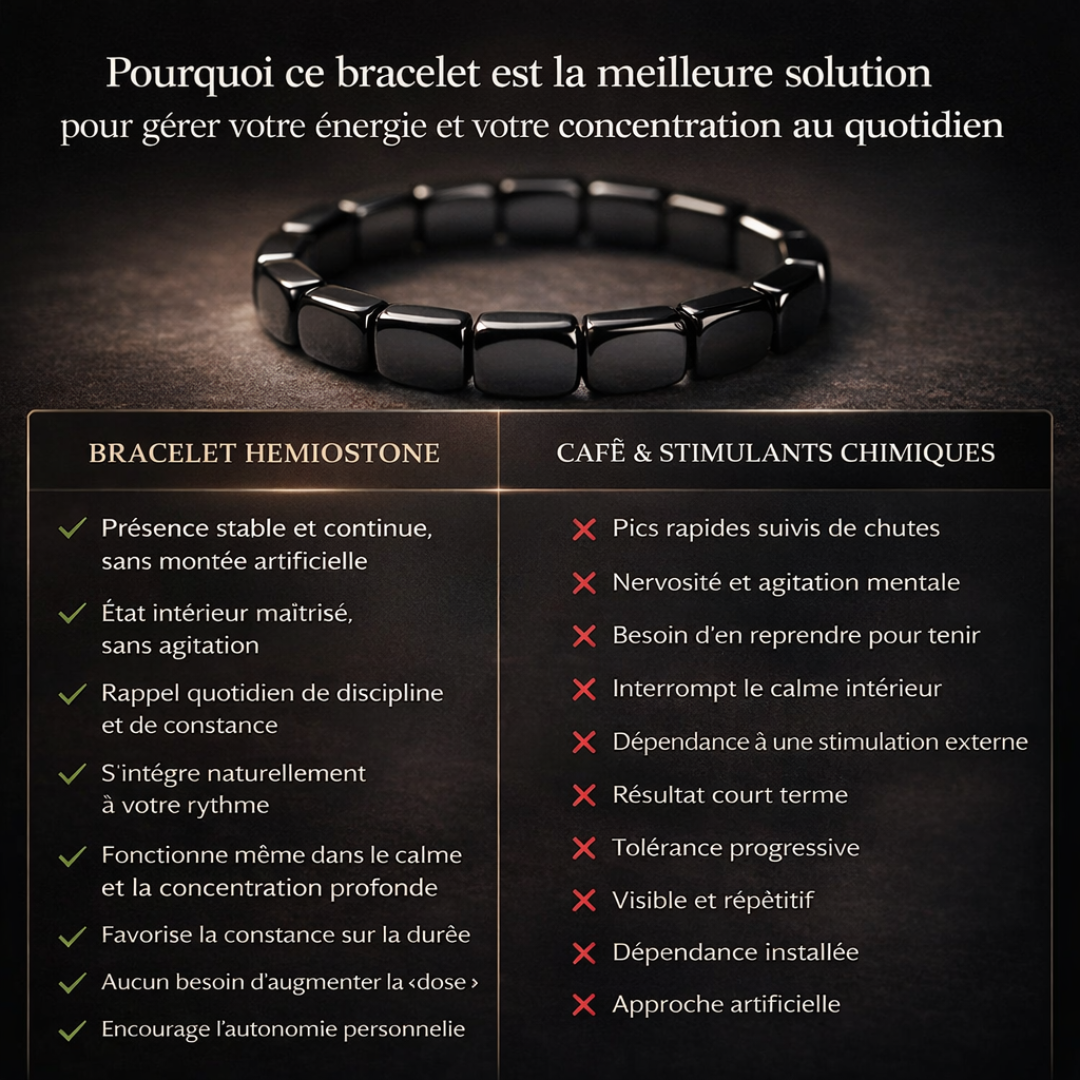 Bracelet HEMIOSTONE: stabilise votre énergie, renforce votre concentration et restaure votre présence masculine légendaire
