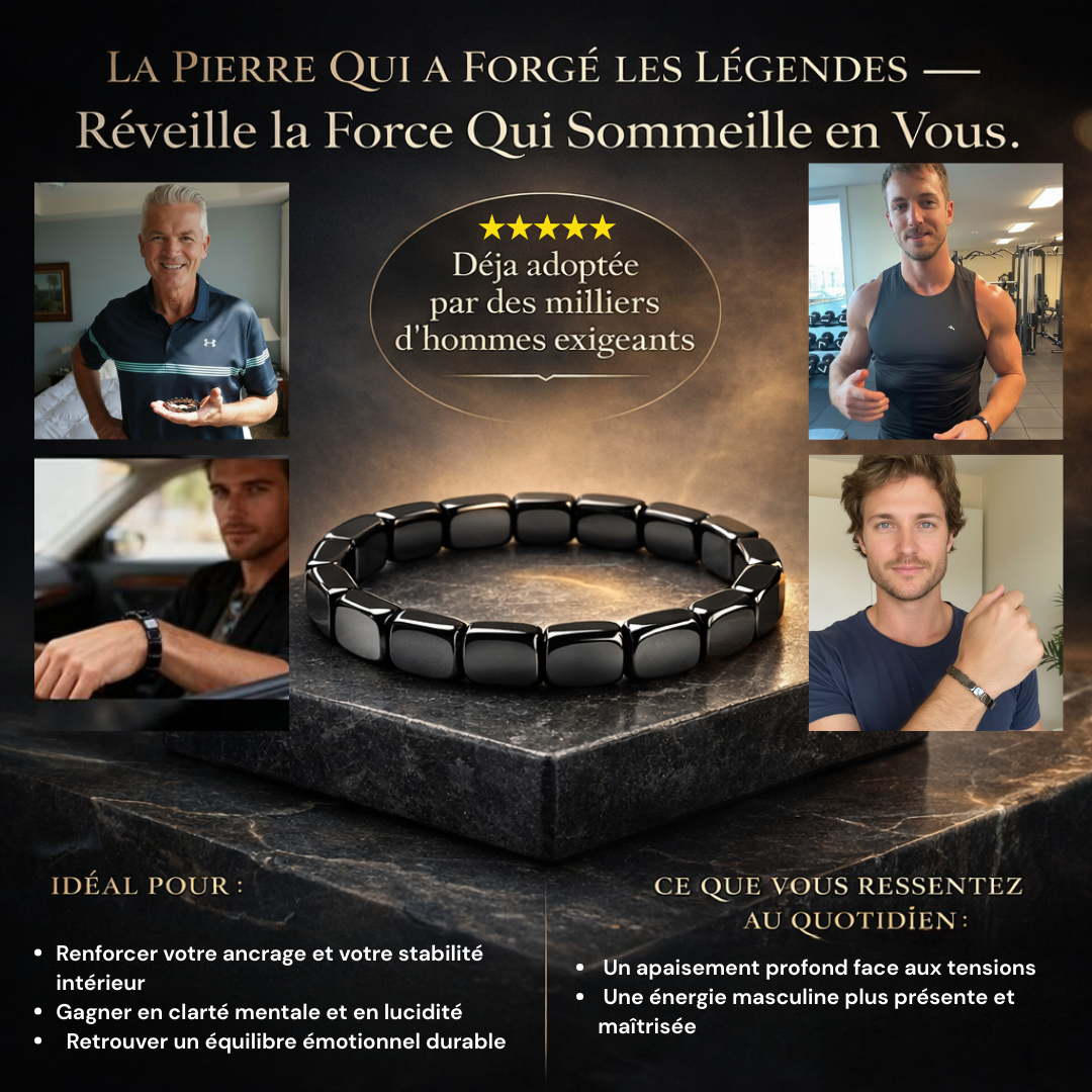 Bracelet HEMIOSTONE: stabilise votre énergie, renforce votre concentration et restaure votre présence masculine légendaire