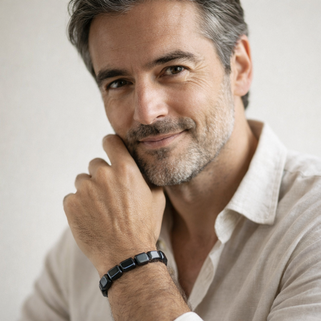 Bracelet HEMIOSTONE: stabilise votre énergie, renforce votre concentration et restaure votre présence masculine légendaire