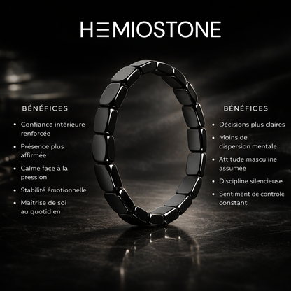 Bracelet HEMIOSTONE: stabilise votre énergie, renforce votre concentration et restaure votre présence masculine légendaire