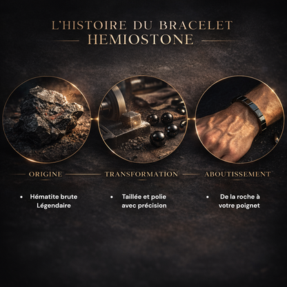Bracelet HEMIOSTONE: stabilise votre énergie, renforce votre concentration et restaure votre présence masculine légendaire